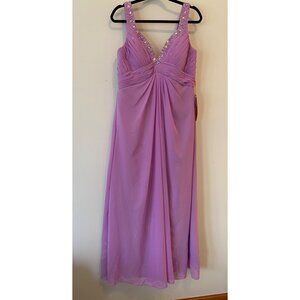 NWT Maxi Dress Elegant Lavender Evening Gown Beaded V-Neck & Empire Waist Small